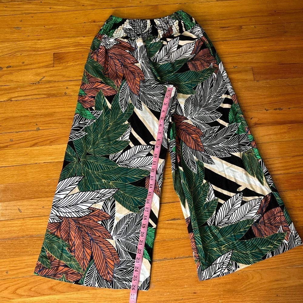 Tahari Jungle Flow Linen Blend Wide Leg Pants, Wide Stretch Waist. Small. New! - Picture 14 of 16